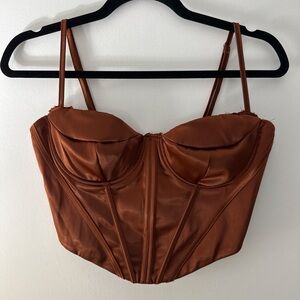 Copper Satin Bustier Top